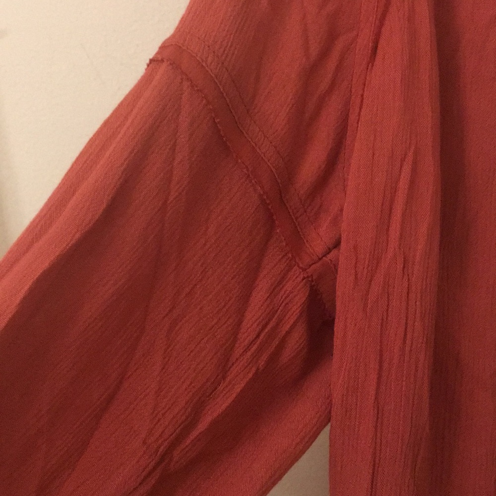 Free People Rust Orange Blouse Banda Crinkle - Picture 8 of 16